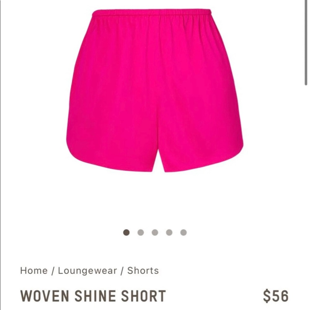 Skims Raspberry Woven Shine Shorts